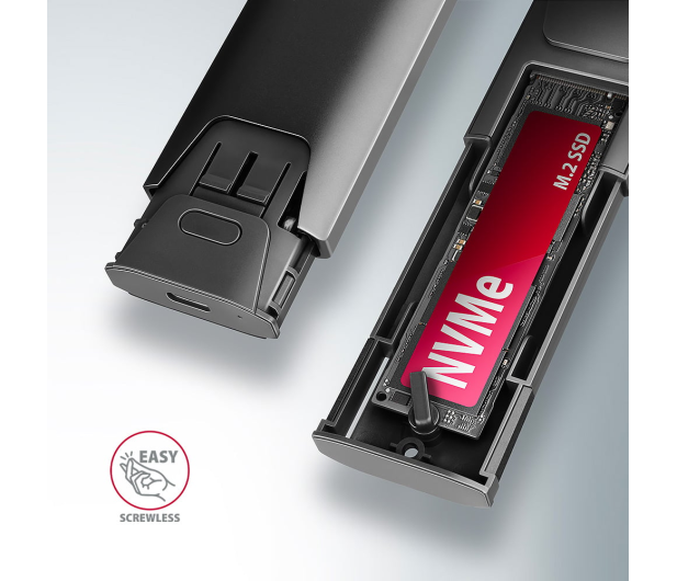 AXAGON EEM2-GTS2 Obudowa zewnętrzna aluminiowa bezśrubowa USB-C 3.2 Gen 2 M.2 NVMe & SATA SSD + USB-A - USB-C redukcja - 1353425 - zdjęcie 6